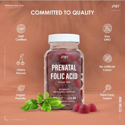 ⁦Alpha01 Prenatal Folic Acid 60 Gummies Cherry Flavor⁩ – תמונה ⁦4⁩