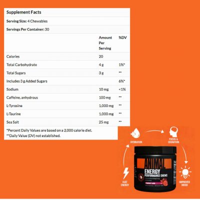 ⁦Animal Energy Performance Chews Pomberry Flavor 120 Tabs⁩ – תמונה ⁦4⁩