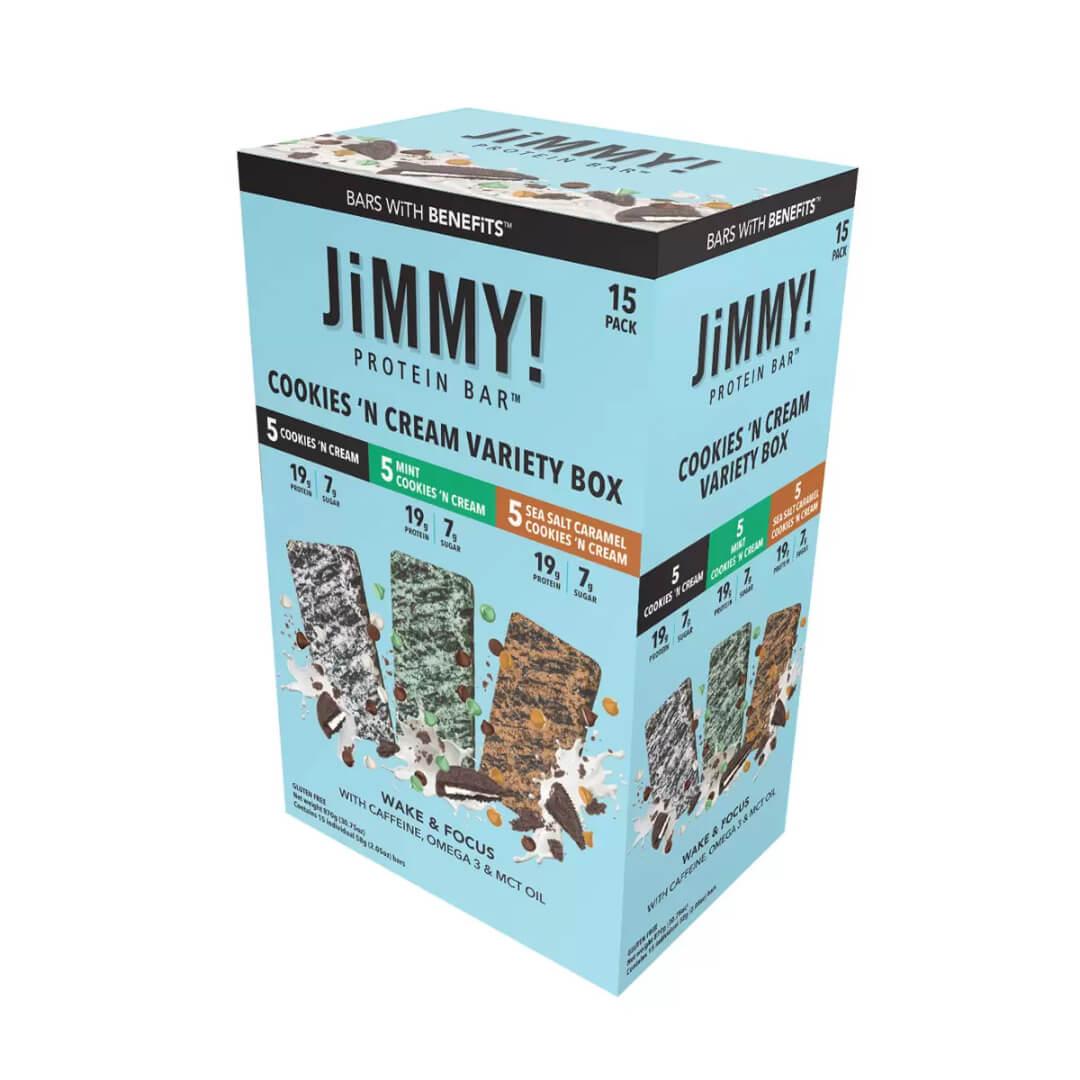 JiMMY! Protein Bars Cookies ‘N Cream Variety Box 15 x 58g-01