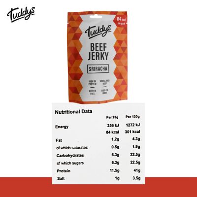Tuddys Snacks Beef Jerky Sriracha 28g – תמונה 3