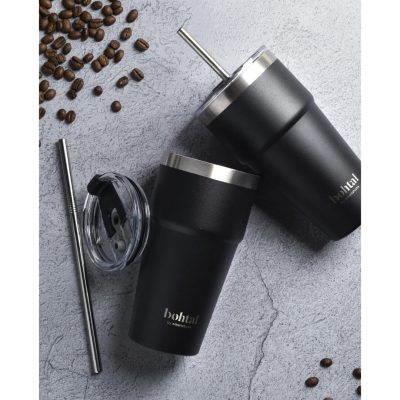⁦SmartShake Bohtal Double Insulated Travel Mug with Straw - black 600ml⁩ – תמונה ⁦5⁩
