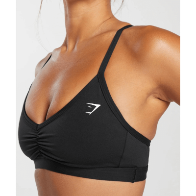 ⁦Gymshark Ruched Strappy Sports Bra Black⁩ – תמונה ⁦5⁩
