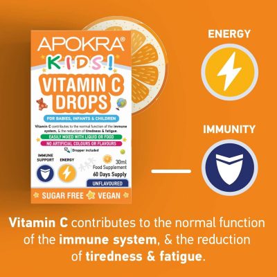 APOKRA Kids Vitamin C Drops 30ml – תמונה 3