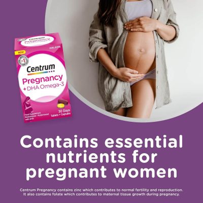 ⁦Centrum Pregnancy Vitamins with DHA, Omega 3 and Folic Acid 30 Day Supply⁩ – תמונה ⁦4⁩