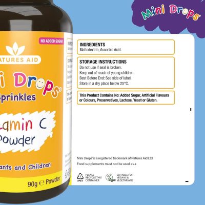 ⁦Natures Aid Mini Drops Sprinkles Vitamin C for Infants & Children Powder 90g⁩ – תמונה ⁦4⁩