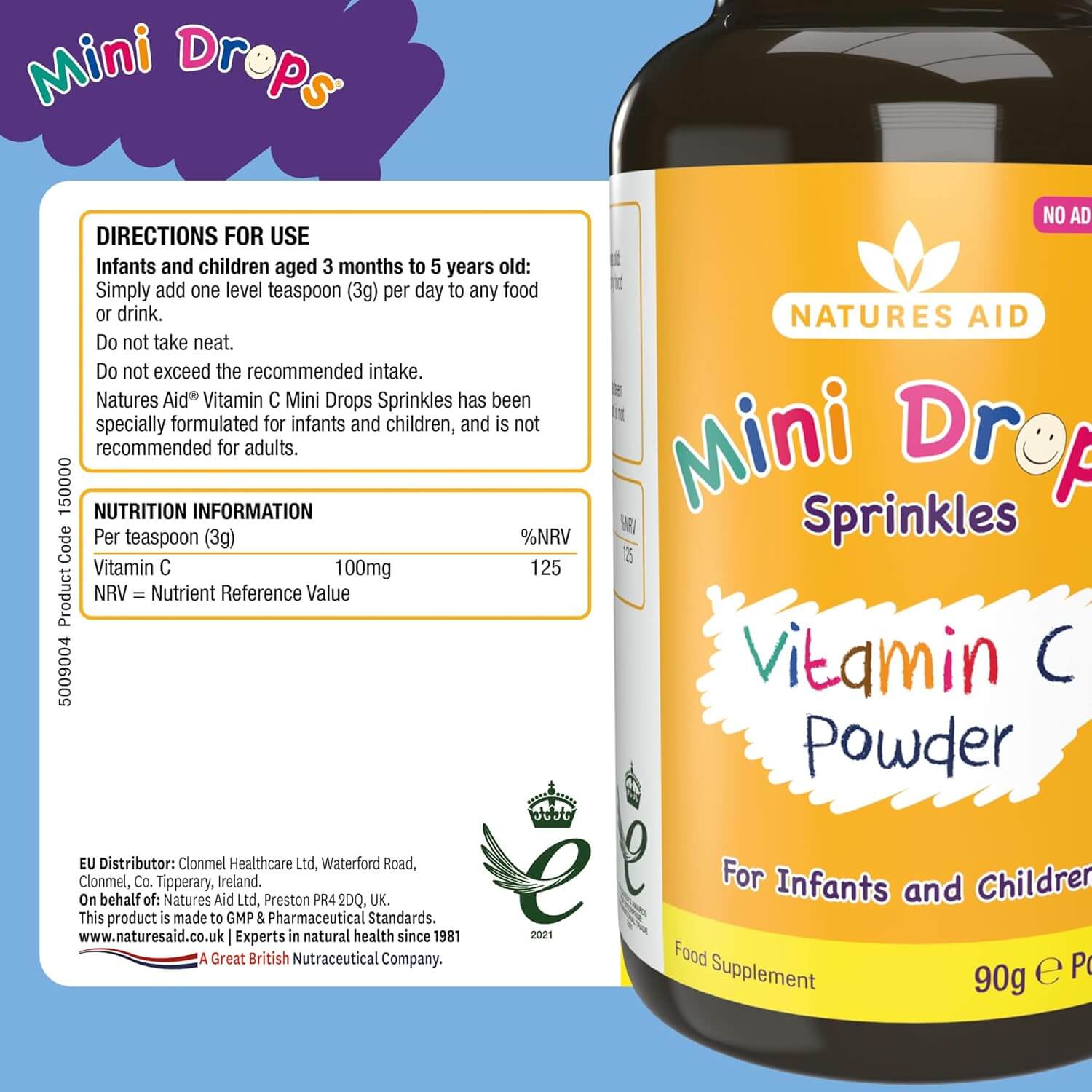 Natures Aid Mini Drops Sprinkles Vitamin C for Infants & Children Powder 90g (2) (1)