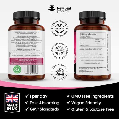 New Leaf Folic Acid 400mcg 120 Tablets – תמונה 4