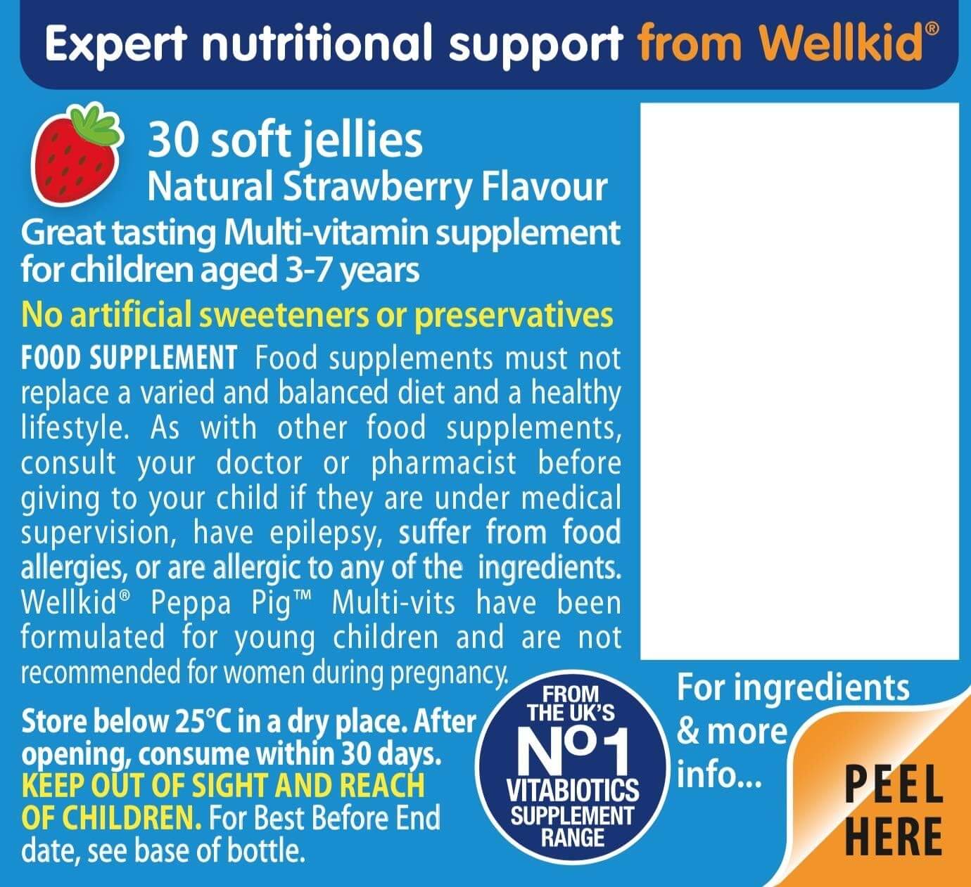 Wellkid Peppa Pig Chewable Gummy Vitamins 30 Gummies Strawberry (2) (1)