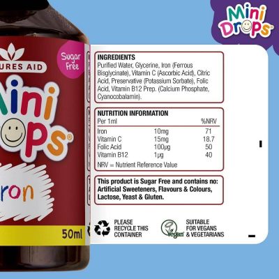 ⁦Natures Aid Iron Mini Drops for Infants and Children 50 ml⁩ – תמונה ⁦3⁩