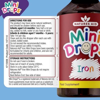 ⁦Natures Aid Iron Mini Drops for Infants and Children 50 ml⁩ – תמונה ⁦4⁩