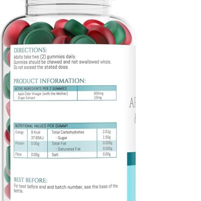 ⁦Apple Cider Vinegar Gummies - Weight Loss & Metabolism Support with Natural Flavour AMZ⁩ – תמונה ⁦3⁩