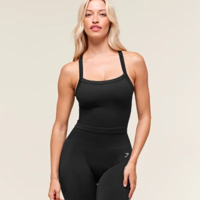Gymshark Everyday Seamless Ribbed Midi Top Black