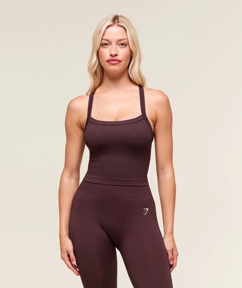 Gymshark Everyday Seamless Ribbed Midi Top Cherry Purple