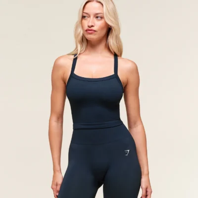 Gymshark Everyday Seamless Ribbed Midi Top Navy