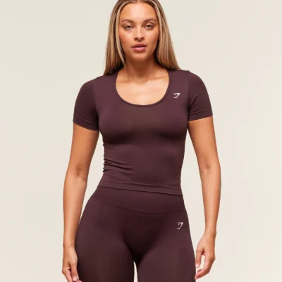 Gymshark Everyday Seamless Tight Fit Crew Neck Tee Cherry Purple