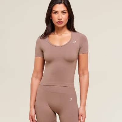 Gymshark Everyday Seamless Tight Fit Crew Neck Tee Chestnut Pink