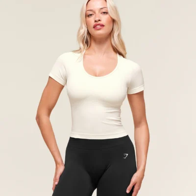 Gymshark Everyday Seamless Tight Fit Crew Neck Tee Soft White