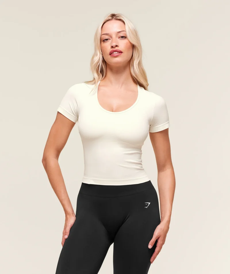 Gymshark Everyday Seamless Tight Fit Crew Neck Tee Soft White