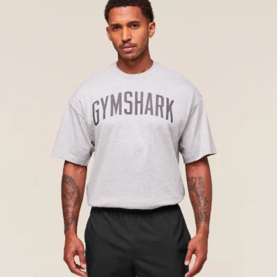Gymshark Worn Graphic T-Shirt Light Grey Core Marl