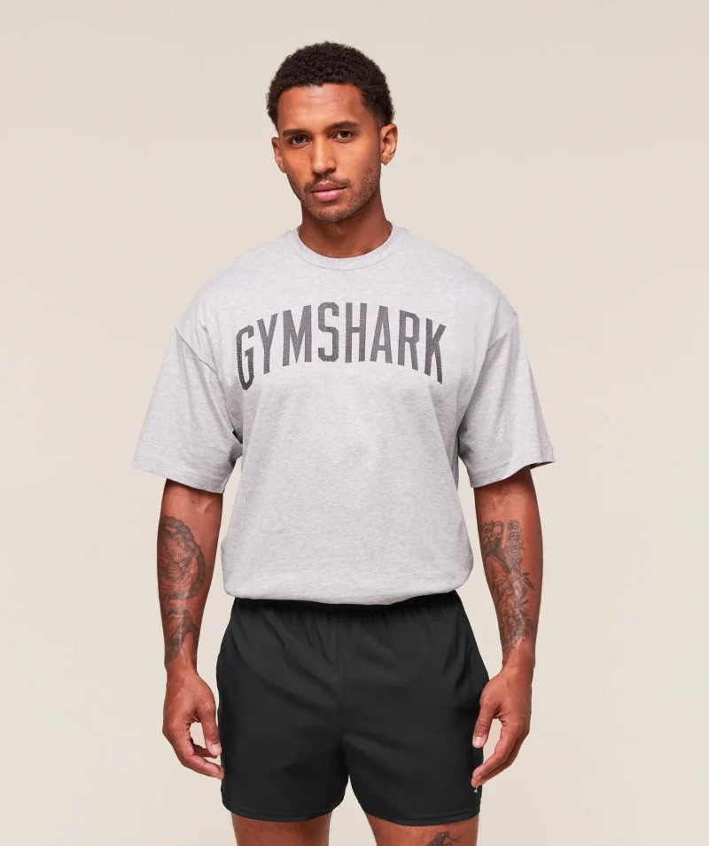 Gymshark Worn Graphic T-Shirt Light Grey Core Marl