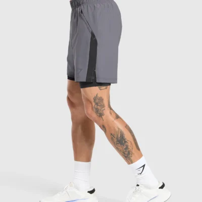 ⁦Gymshark Sport 7" 2 in 1 Shorts Grey⁩ – תמונה ⁦3⁩