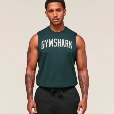 Gymshark Worn Graphic Tank oversized fit Deep Petrol Blue