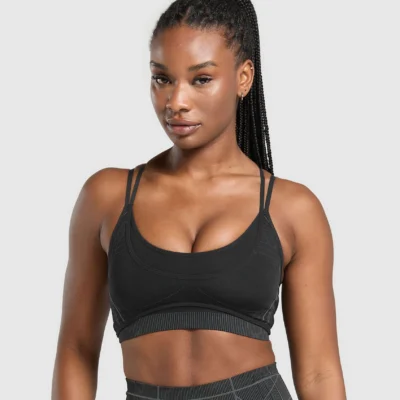 Gymshark Apex Seamless Strappy Sports Bra Black Graphite Grey