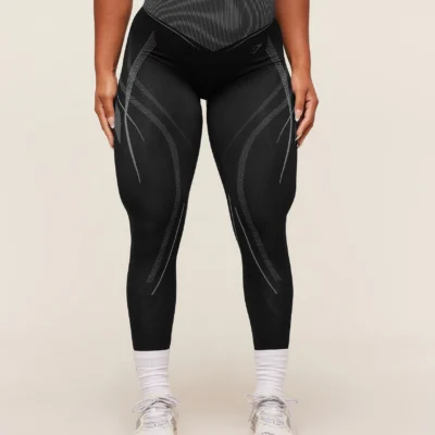 Gymshark x Analis Seamless Leggings - Black/Silver Grey