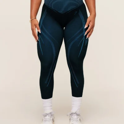 Gymshark x Analis Seamless Leggings - Midnight Blue/Lats Blue