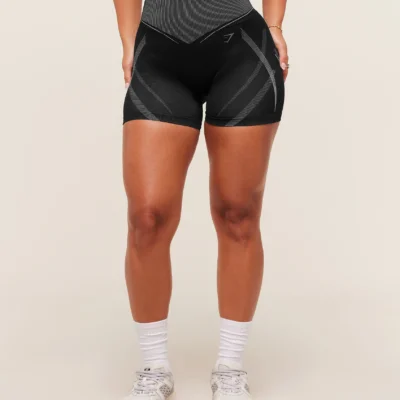 Gymshark x Analis Seamless Shorts - Black/Silver Grey
