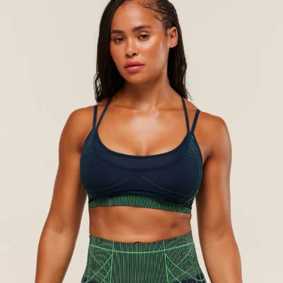 Gymshark Apex Seamless Strappy Sports Bra Heavy Blue/Active Green