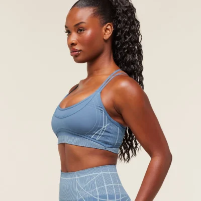 Gymshark Apex Seamless Strappy Sports Bra Worn Blue/Gentle Blue