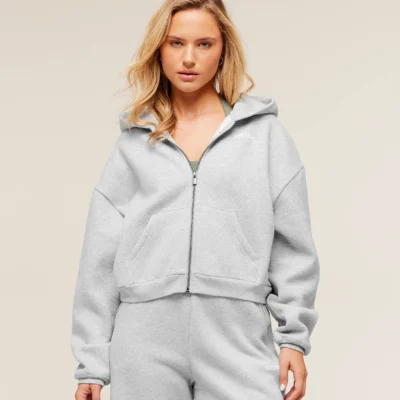 Gymshark Cosy Luxe Zip Through Hoodie Bros Soft Grey Marl