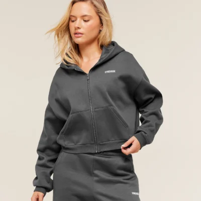 Gymshark Cosy Luxe Zip Through Hoodie Onyx Grey