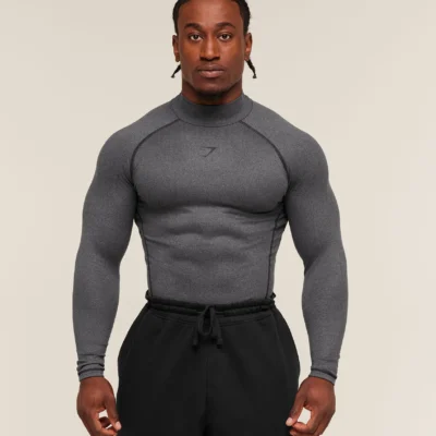 Gymshark Element Baselayer Mock Neck Long Sleeve T-Shirt GS Black/GS Dark Grey Marl