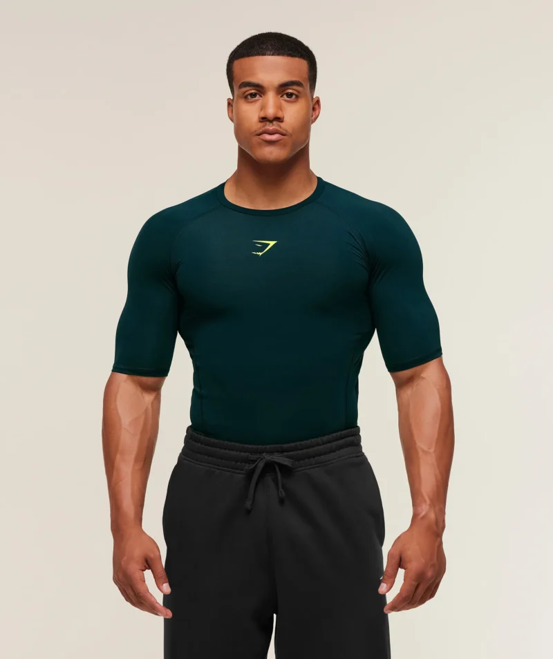 Gymshark Element Baselayer T-Shirt Deep Petrol Blue Sorbet Yellow