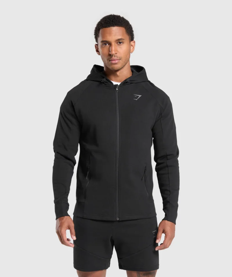 Gymshark Interlock Tech Zip Up Hoodie Black