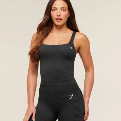Gymshark Vital Tank With Shelf Black Marl