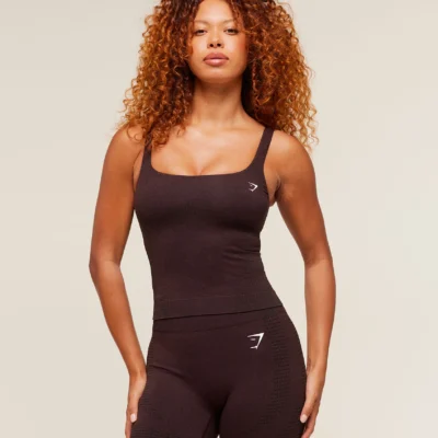 Gymshark Vital Tank With Shelf Rich Maroon/Marl