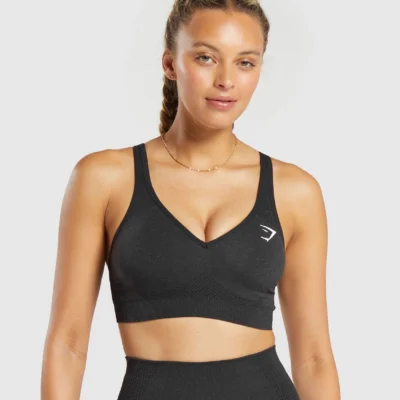 Gymshark Vital V Neck Sports Bra Black Marl