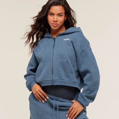 Gymshark Cosy Luxe Zip Through Hoodie Bros Compound Blue Marl