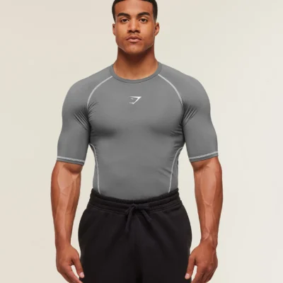 Gymshark Element Baselayer T-Shirt Pitch Grey/White