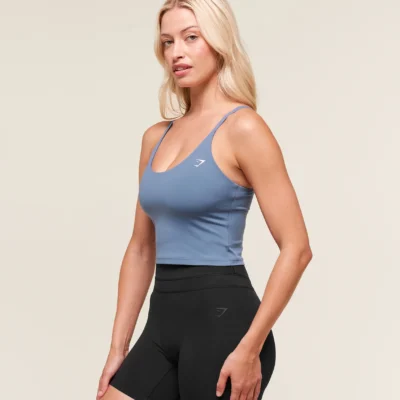 Gymshark Training Cami Tank With Shelf Worn Blue