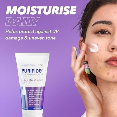 ⁦Purifide by Acnecide SPF 30 Daily Face Moisturiser for Acne Prone Skin & Blemish Control 50ml AMZ⁩ – תמונה ⁦3⁩