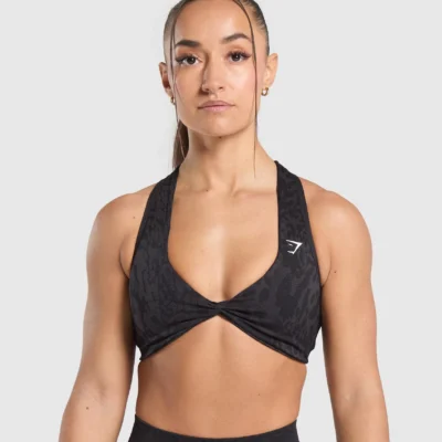 GymShark Adapt Safari Seamless Sports Bra Black/Asphalt Grey Outlet