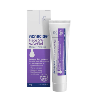 Acnecide Face Gel 5% Benzoyl Peroxide Acne Treatment for Spot Prone Skin 15g AMZ