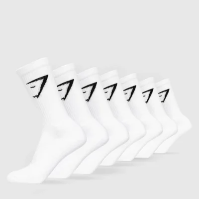 Gymshark Crew Socks 7pk White Outlet