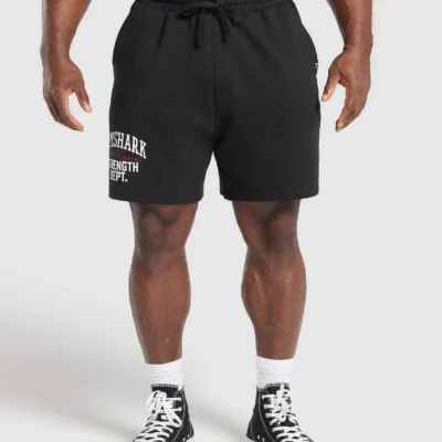 Gymshark Trophy Graphic Shorts Black Outlet