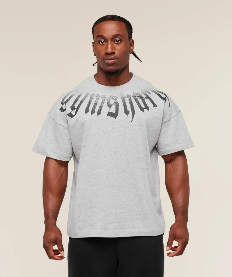 Gymshark Fade Graphic T-Shirt Light Grey Core Marl