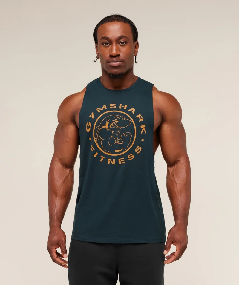 Gymshark Legacy Drop Arm Tank Blue Outlet